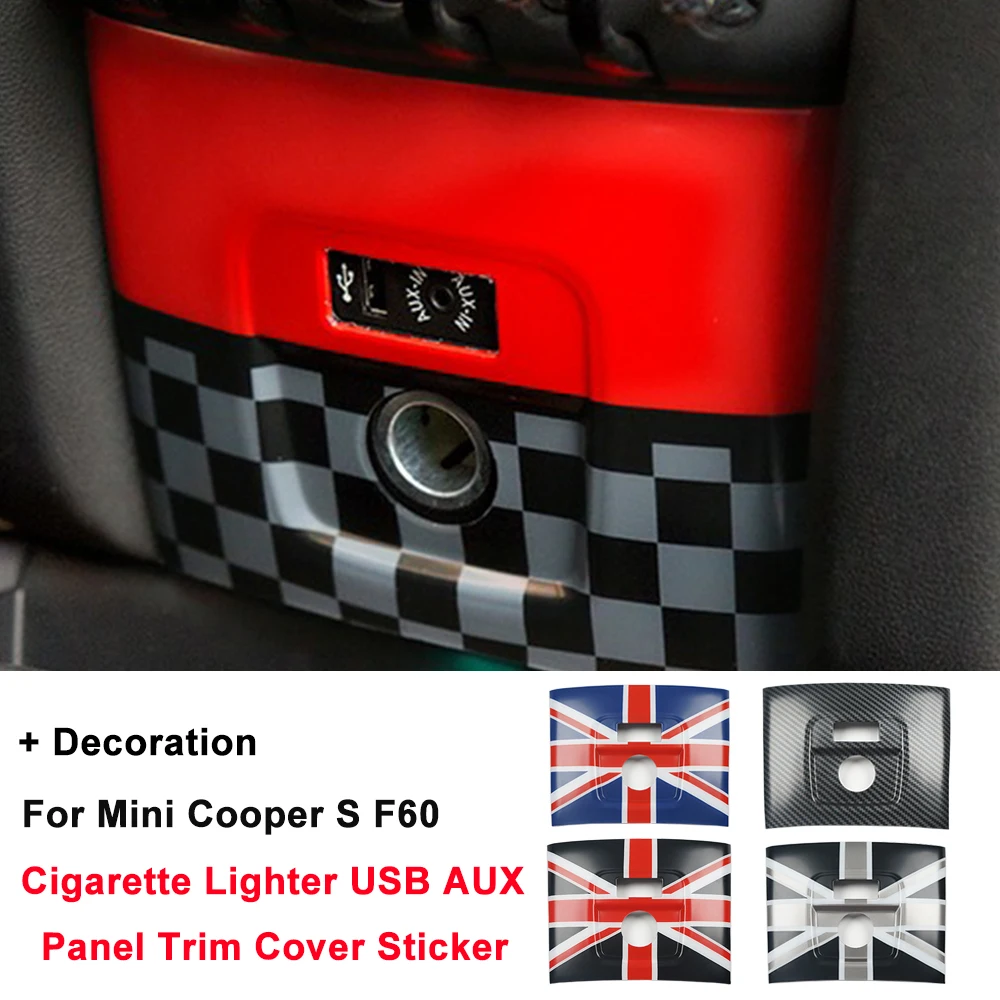 

For Mini Cooper S JCW F55 F56 F60 Countryman Auto Accessories Union Jack Car Cigarette Lighter USB AUX Panel Trim Cover Sticker