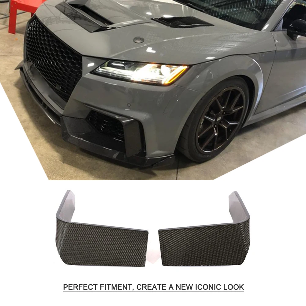 Carbon Fiber 2PCS Car Front Bumper Fins For Audi TTRS MK3 Coupe 2-Door 2016 2017 2018 Front Bumper Fins Canards Body Kits FRP