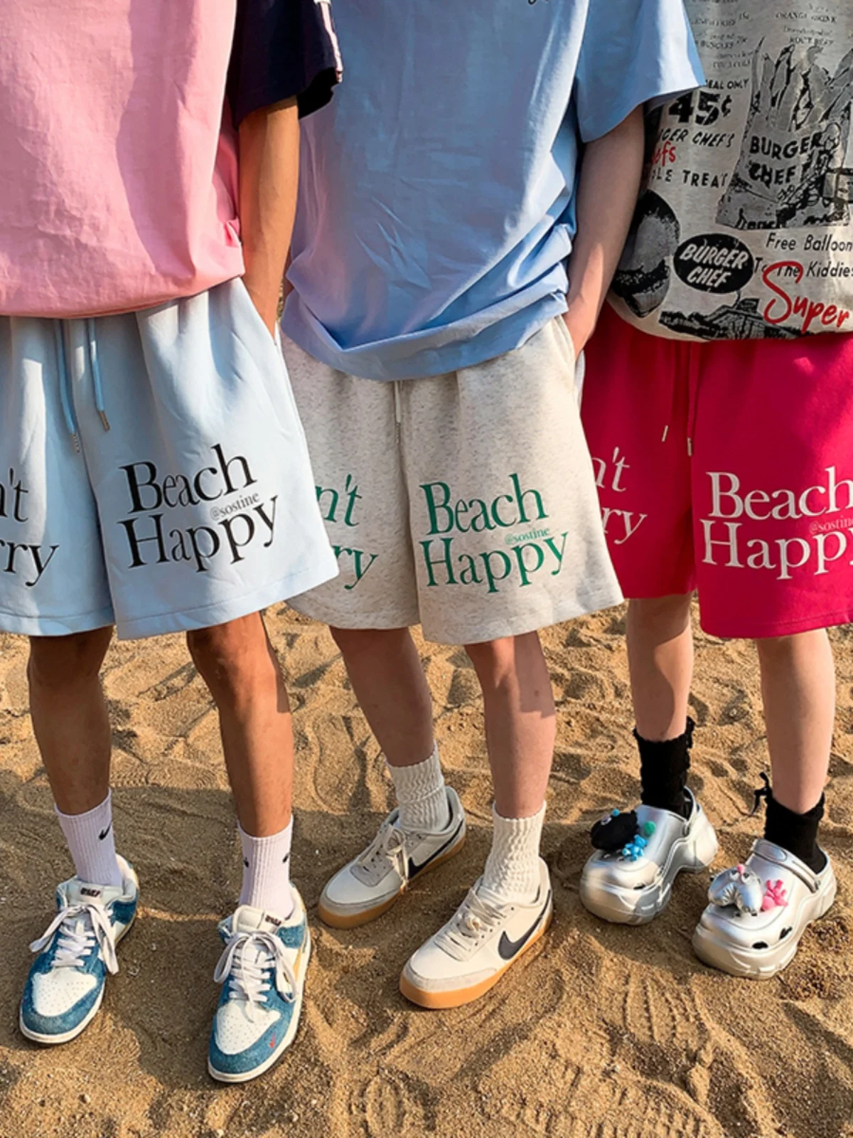 

Summer Men's Spor Beach Five-Quarter Loose Straight-Cut orts Trendy Streetwear Comfortable Breathable Casual Pants