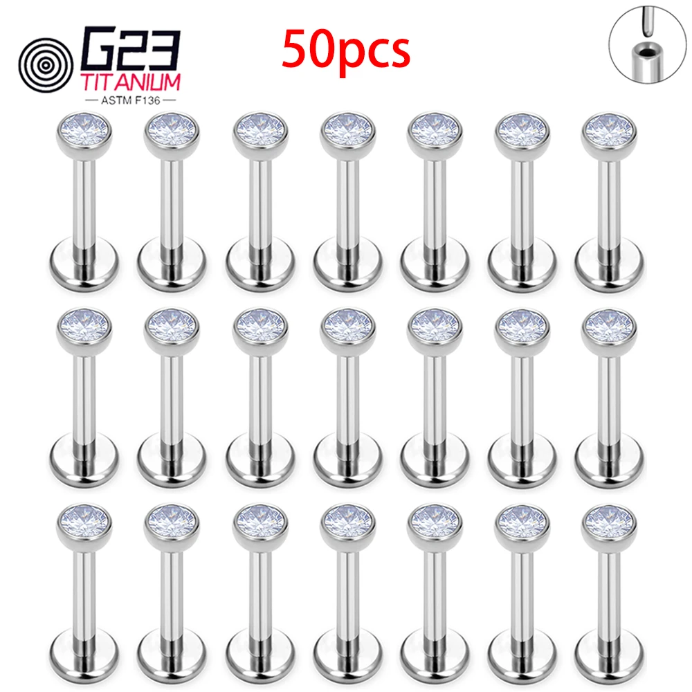 G23 Titanium Threadless Earrings, 10/50Pcs Set