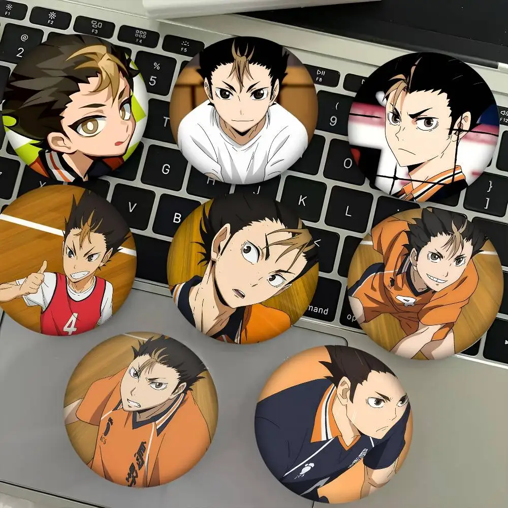 1 Stück Anime Yu Nishinoya Cartoon-Stil Abzeichen Broschen für Rucksackdekoration Runde Emaille-Pins für Accessoires
