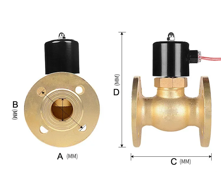 2 way ac 380v 220v dc 24v 2 inch steam brass flange solenoid valve