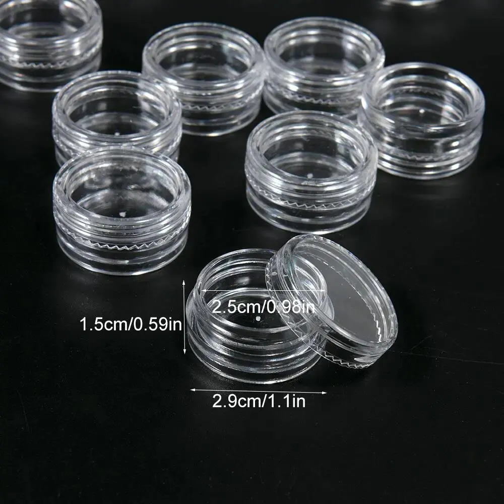 50Pcs/set Transparent Plastic Jewelry Bead Storage Box Small Bottom Round Container Jars Make Up Organizer Storage Boxes