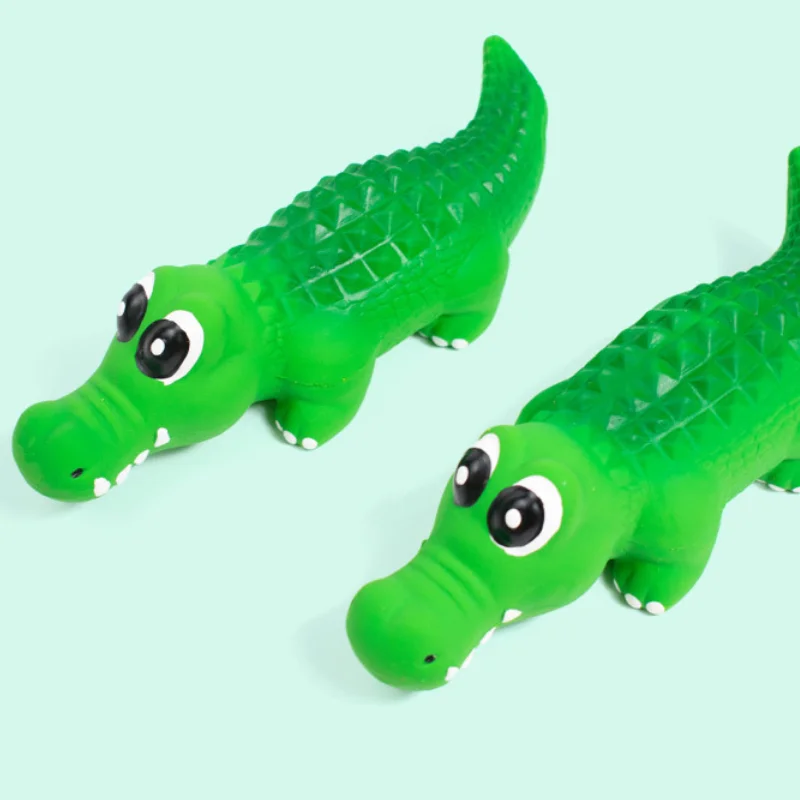 Soft Latex Interactive Dog Toy, Crocodile Shape Rubber Toy for Puppy, Chew Bite Resistant, Puppy Sound Toy for Dog