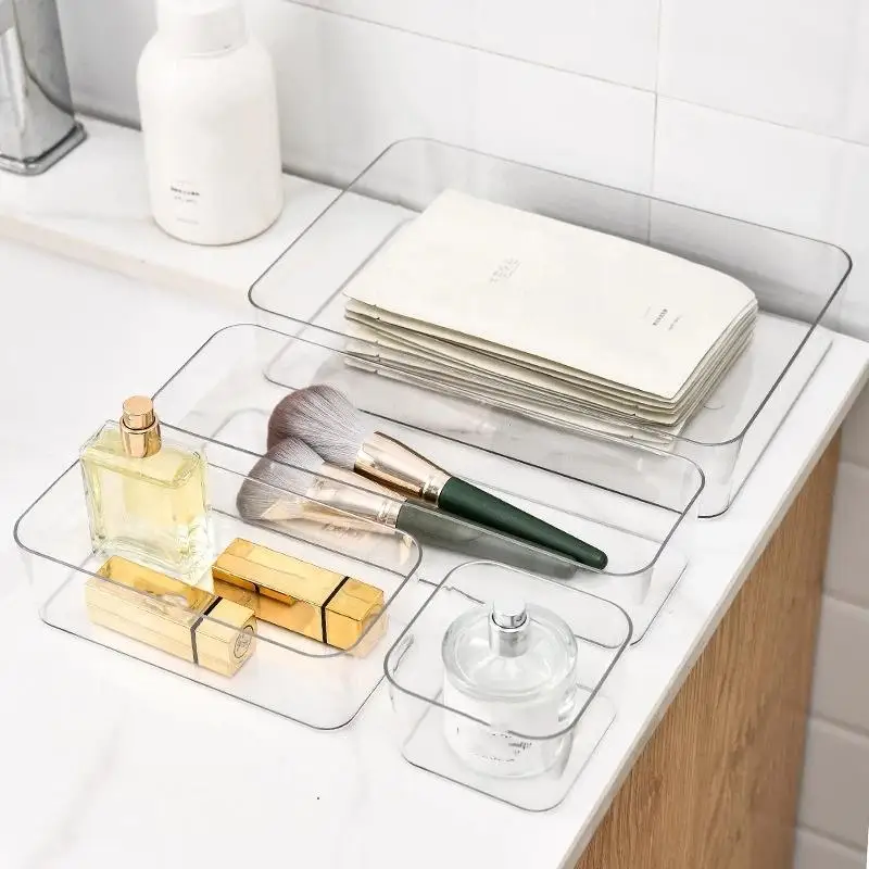 Space Saving Desk Drawer Organizer Food Safe PET Makeup Storage Box Free Shipping for Office Bathroom Bedroom Vanity