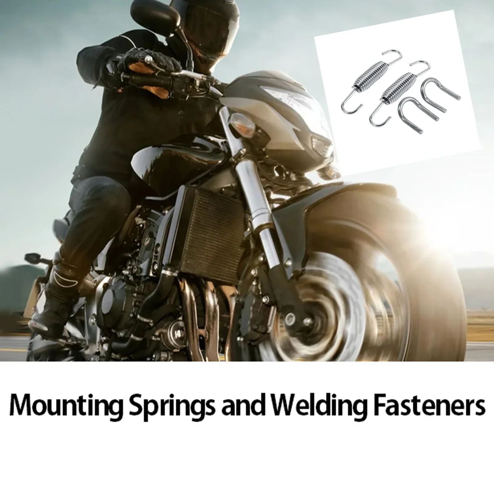 2x Motorcycle Exhaust System Fully Rotatable Mounting Springs Stainless Steel