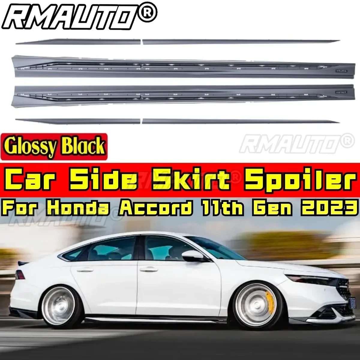 For Accord Body Kit Side Skirt Spoiler Glossy Black YOFER Style Skirt Splitter For Honda Accord 11th Gen 2023 Car Accessories