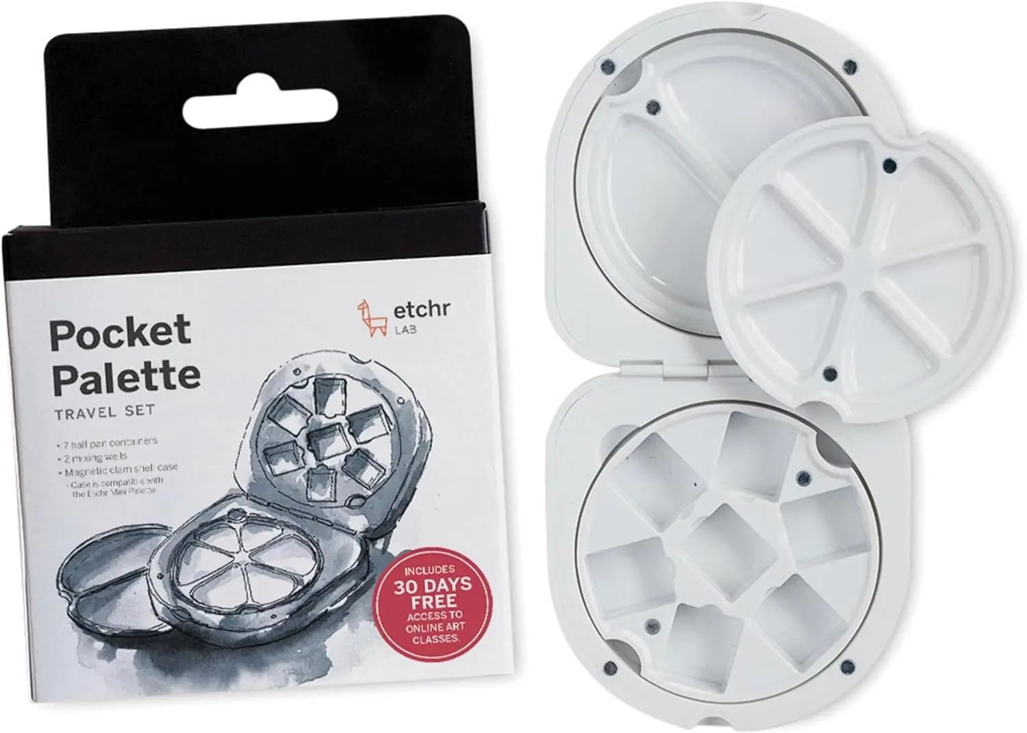 

Lab Pocket Palette – Modular Travel Watercolor Palette Case for 7 Half-Pans & 2 Mixing Wells, Magnetic Inserts, Compati