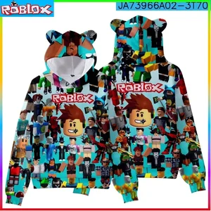 ROBLOX-Camisola com capuz Cat Ear for Children, impressão digital, minúsculo algodão, fantasia, crianças, inverno, 2024 12 principais vendas blusa do roblox - №2