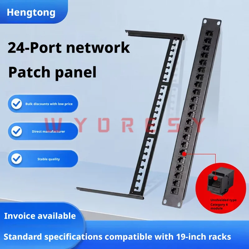 Thick Cold Rolled Steel Cat6 Unshielded Patch Panel for 19 Inch Cabinet 24 Port Design Support Stable Gigabit Network Signal Tra