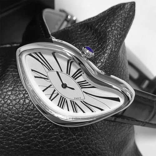 Imagen 2 del producto Reloj de cuarzo de lujo para hombre, relojes retorcidos de fusión creativos de efectivo Vintage para hombre, caja Irregular de cuero, reloj de nicho estilo Y2K ins