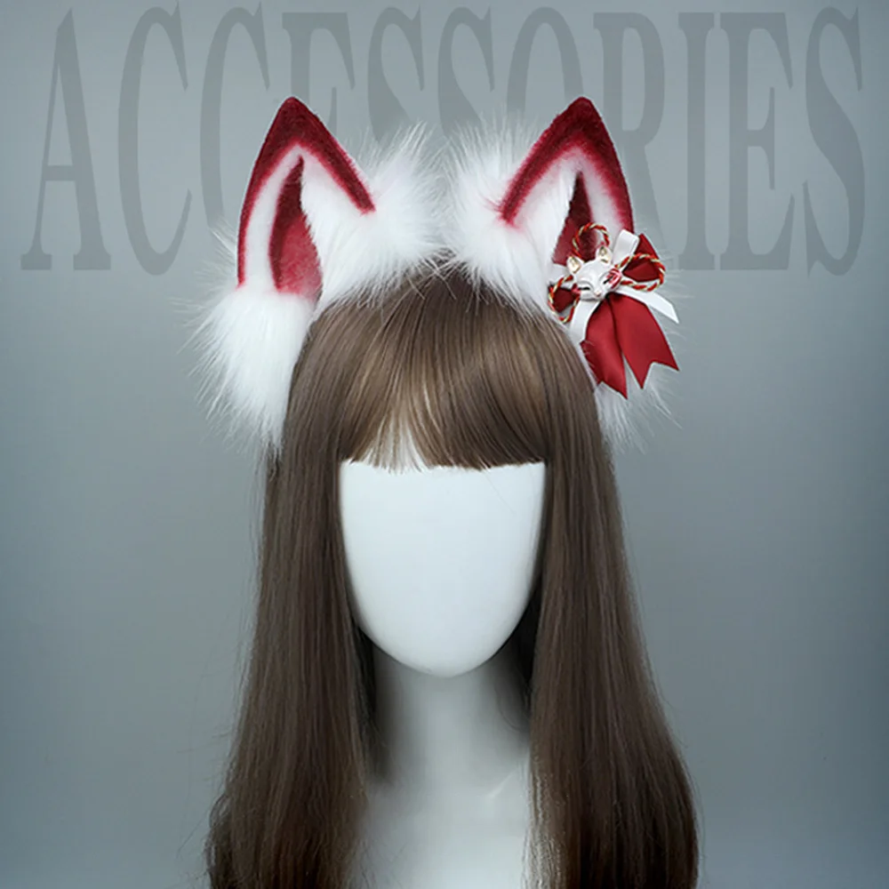 Girls Cute Cosplay Furry Fox Ear Hairband for Women Sexy Lolita Cat Ear Headband Plush Halloween Party Hair Accessories