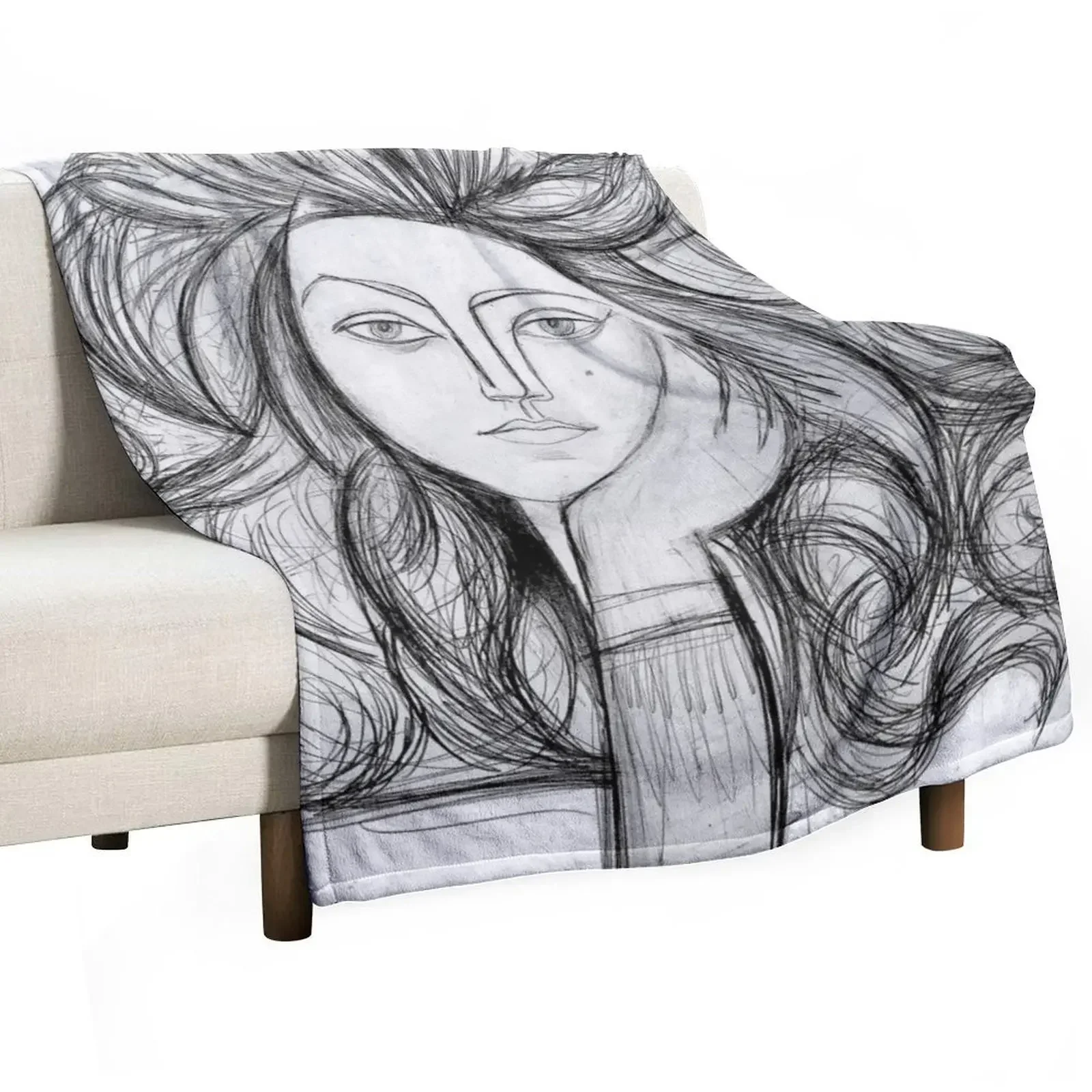 FRANCOISE 1946 : Vintage Abstract Charcoal Print Throw Blanket Designers Thin Summer Beddings Moving Blankets