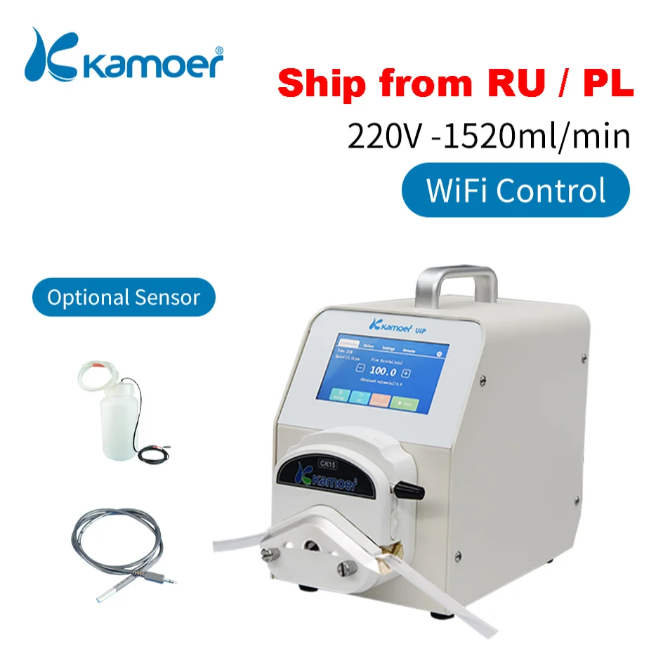 Imagem -02 - Bomba Peristáltica Inteligente Kamoer com Tela Sensível ao Toque Fluxo Ajustável para Laboratório Wi-fi Uip Ck15 Kk1800 100v240v 1520 ml Min