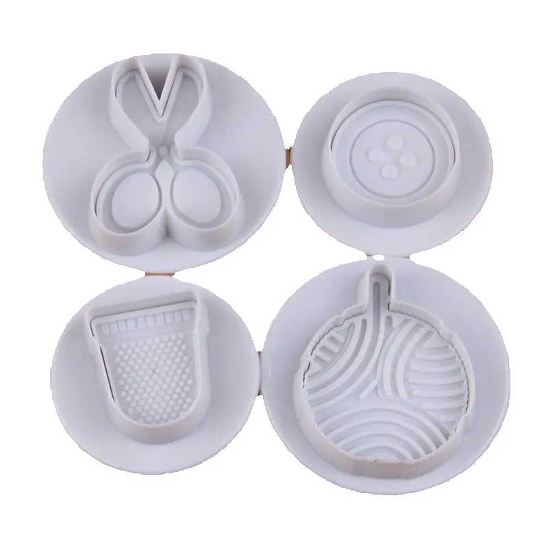 Free Shipping High Quality 4pcs Sewing Tools Cookie Fondant Plunger Cutters Set HB1045