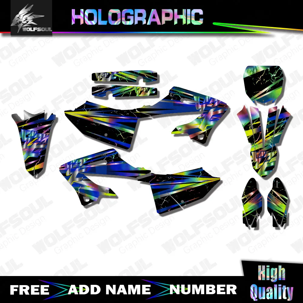 Motorcycle Holographic Background Decals Graphics Stickers Kit For YAMAHA 2022 2023 YZ 125 250 2022 2023 2024 Custom Number
