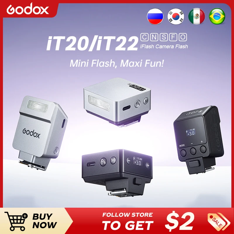 

Godox iT20 iT22 C/N/S/F HSS TTL 2.4G Wireless Touchscreen Pocket Flash for Canon Sony Nikon Olympus Fujifilm