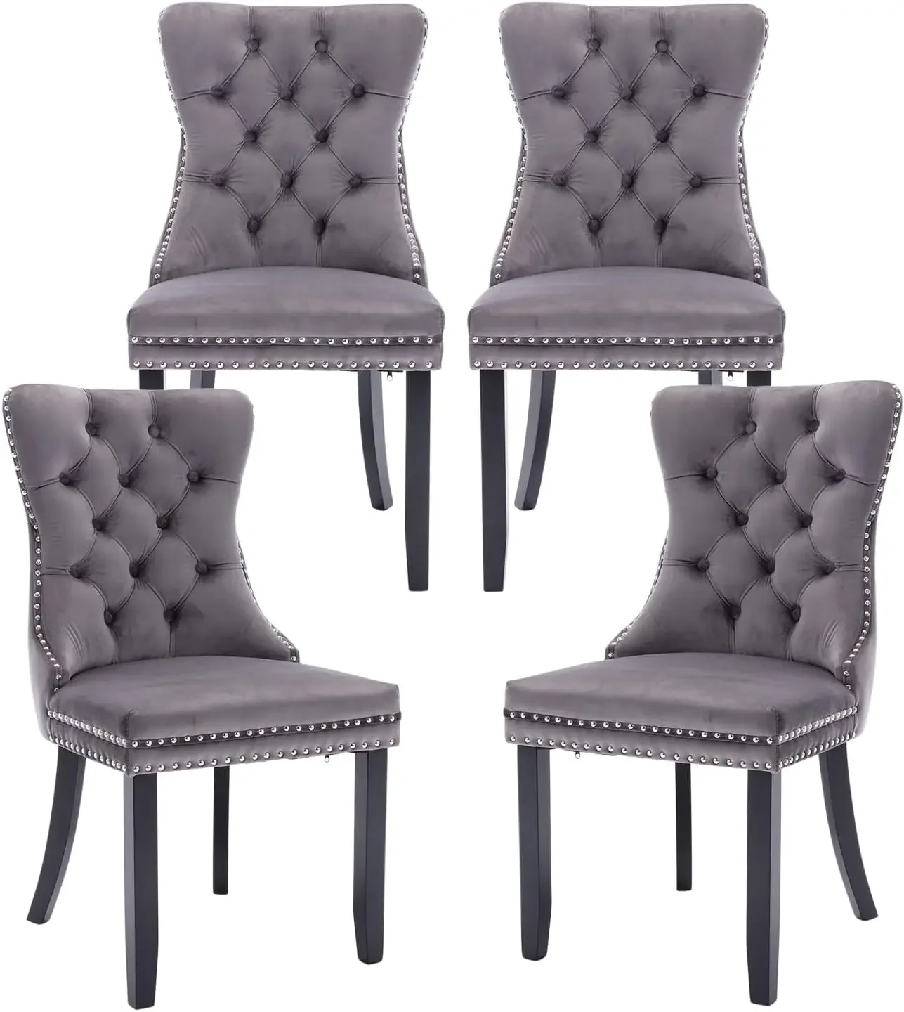 home.Upholstered Dining Chairs with Ring Pull Trim and Button Back, Luxury Tufted Dining Chair for Living Room, Bedroom, Kitchen