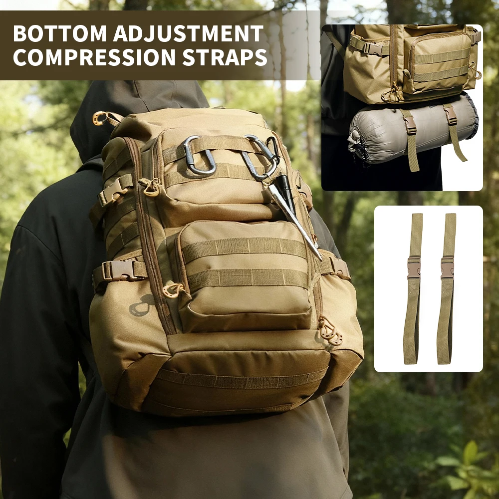 25L Tactical MOLLE Backpack - 3-Pocket, Back Zipper Quick Laptop Access, Hiking/Camping/Travel Daypack