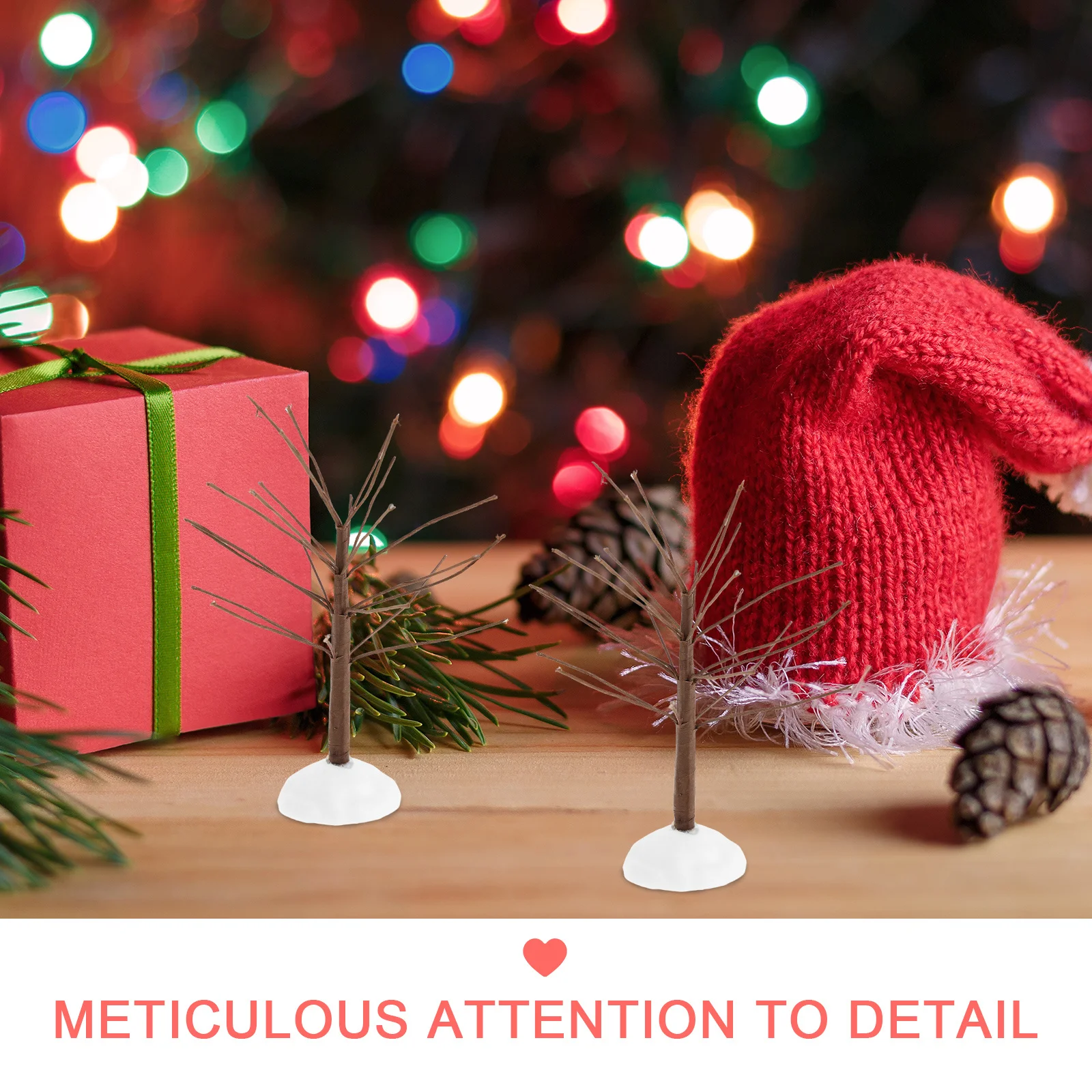 

4Pcs Mini Snow Frost Desktop Wire Trees Tabletop Pine Trees Creative Christmas Decoration Village Display Stand Ornament