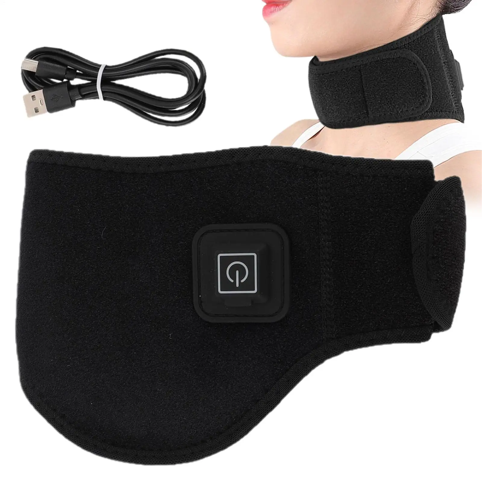 

3-Temperature Heated Neck Wrap Adjustable Strap Heating Pad for Cervical Relief, Ideal for Women, Men, Elderly at Home & Travel