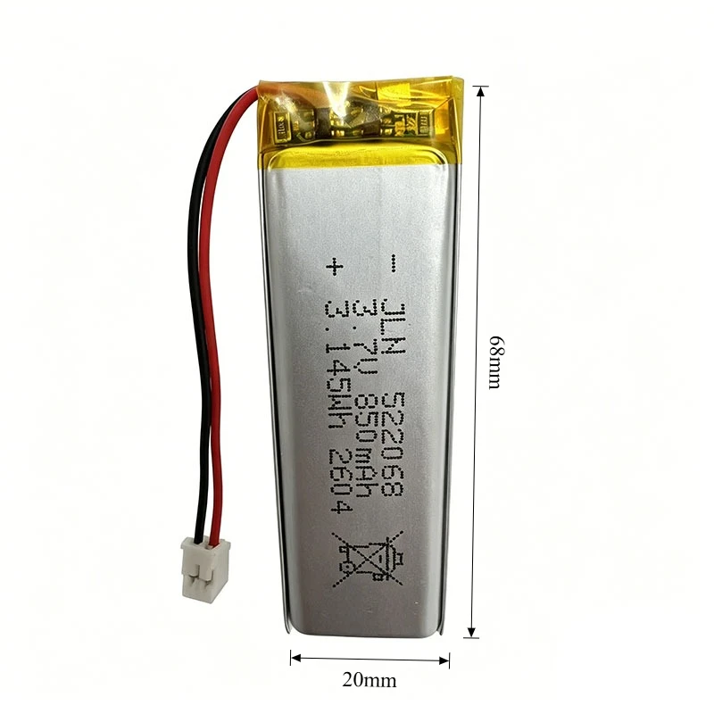 New 522068 3.7V 850mAh rechargeable polymer lithium battery LED light MP3/MP4 remote control wireless keyboard, driving recorder