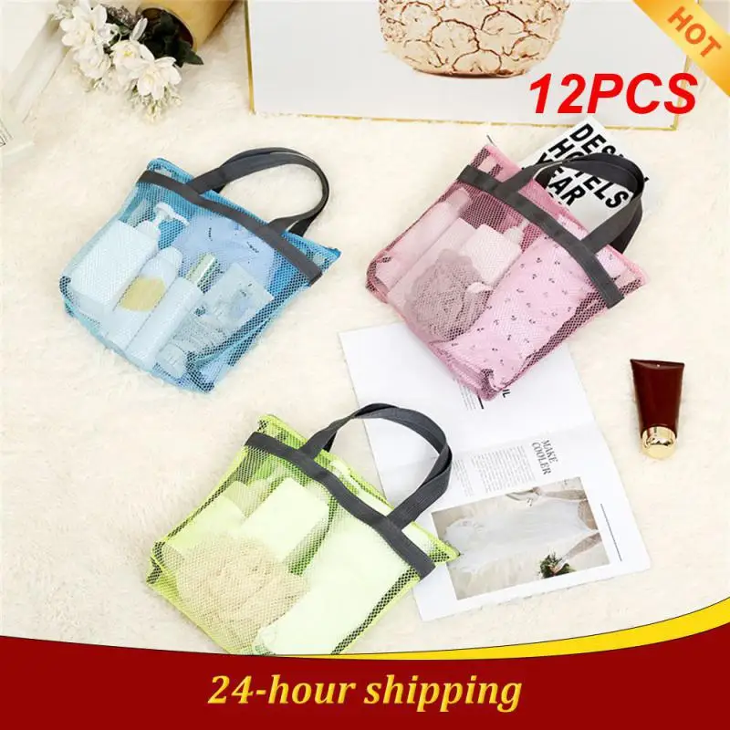 

12PCS Mom Baby Beach Bags Foldable Kids Toys Storage Sand Away Big Size For Towels Women Cosmetic Makeup Bag Protable Mesh Bag