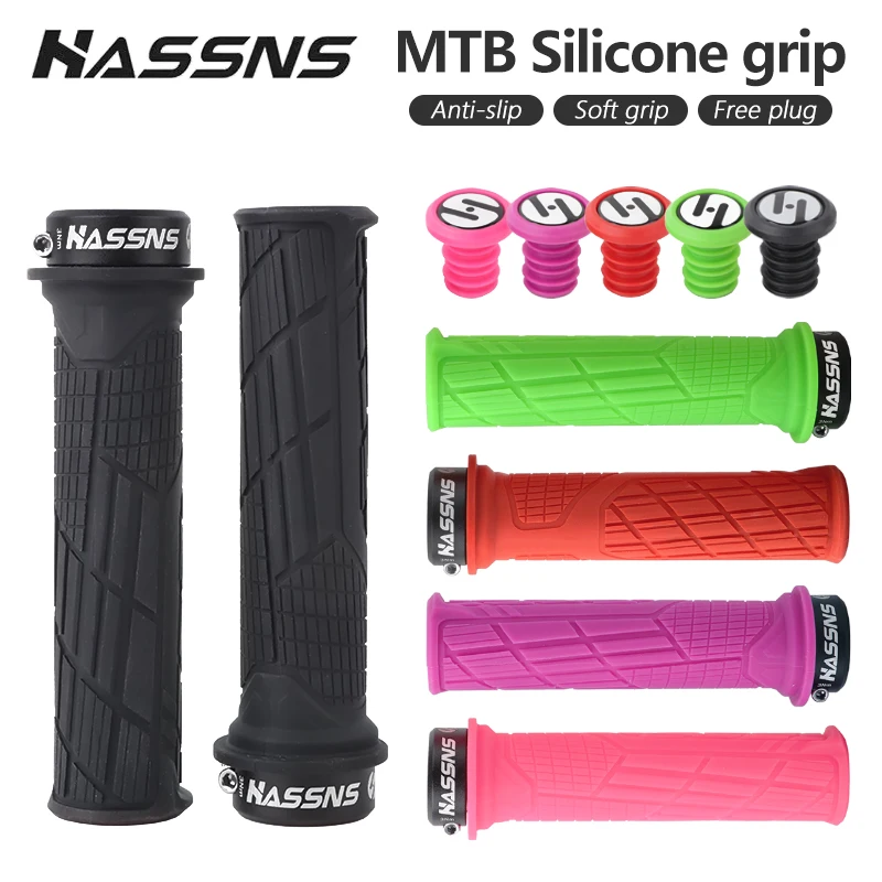 HASSNS Mtb Cuffs Bicycle Handles Mountain Bike Grips Handlebar Cover Ergonomic Lock On Grips Silicone Handle For Cycling Cuffs