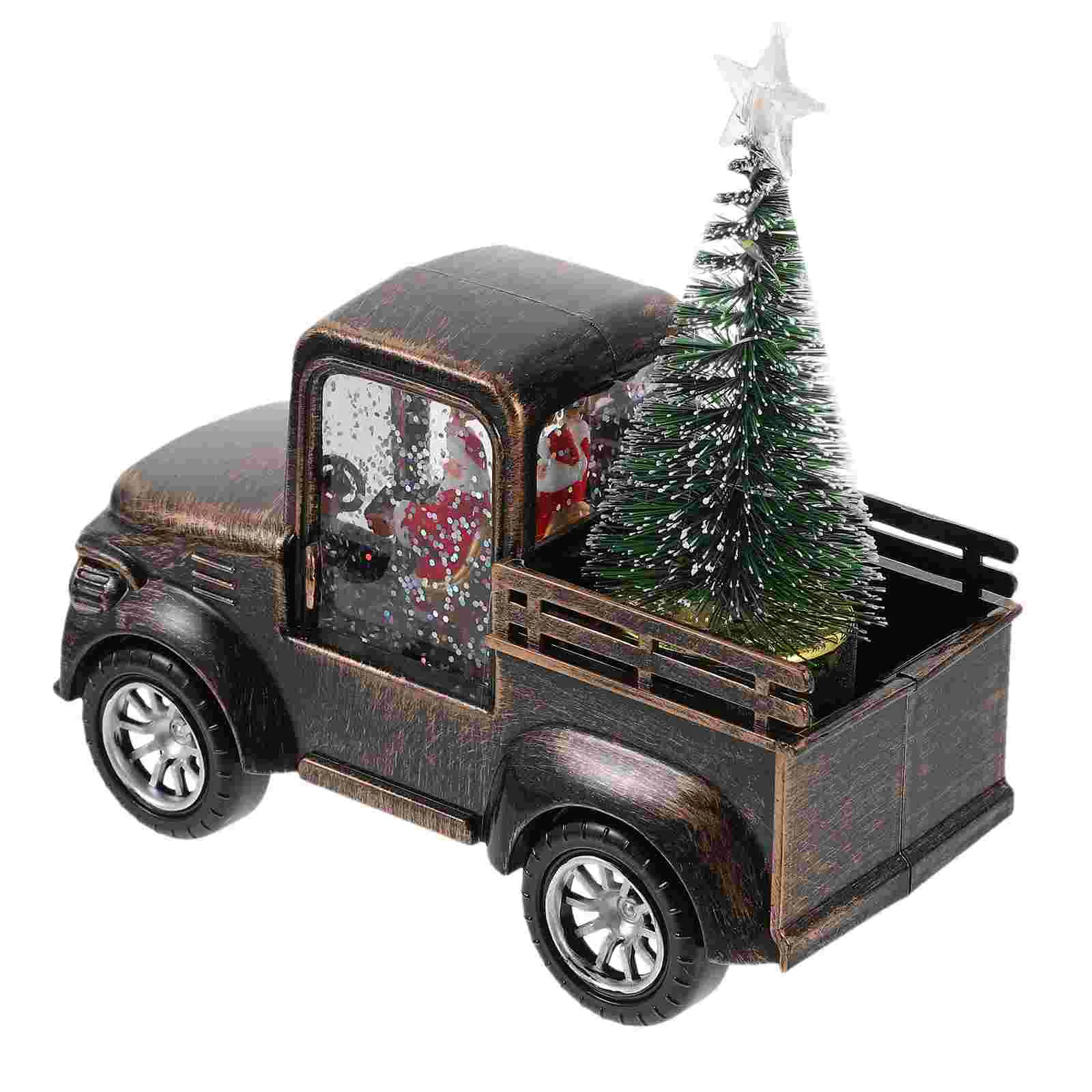 Desk Lamp Tractor Ornament The Gift Christmas Ornaments Water Mixture Decor Tabletop Statue