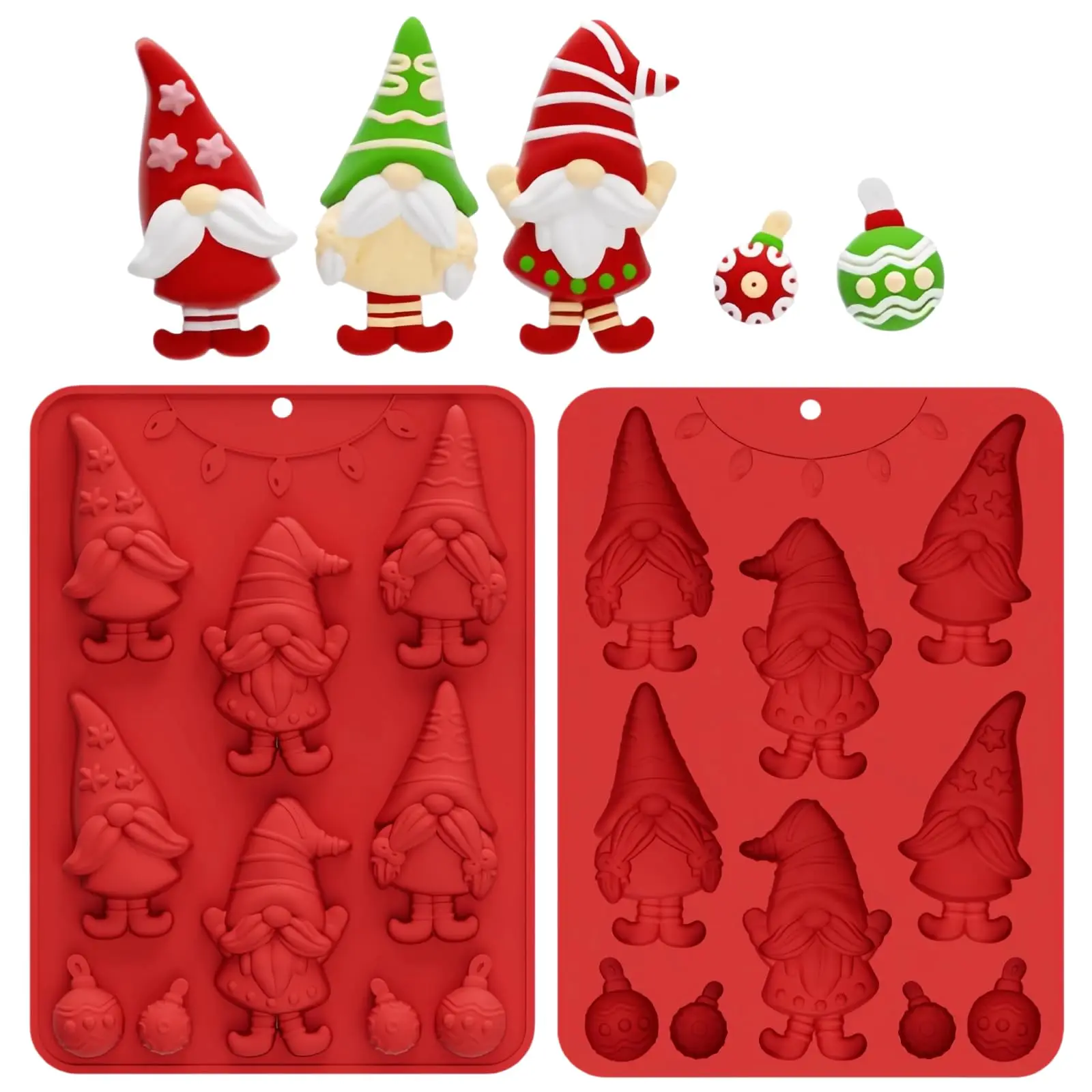 Weihnachtliche Silikon-Backformen - Gnom- & Glockenformen für Süßigkeiten, Schokolade, Mini-Kuchen, Gelee & Kerzen, Festliche Backwerkzeuge – Detail 10