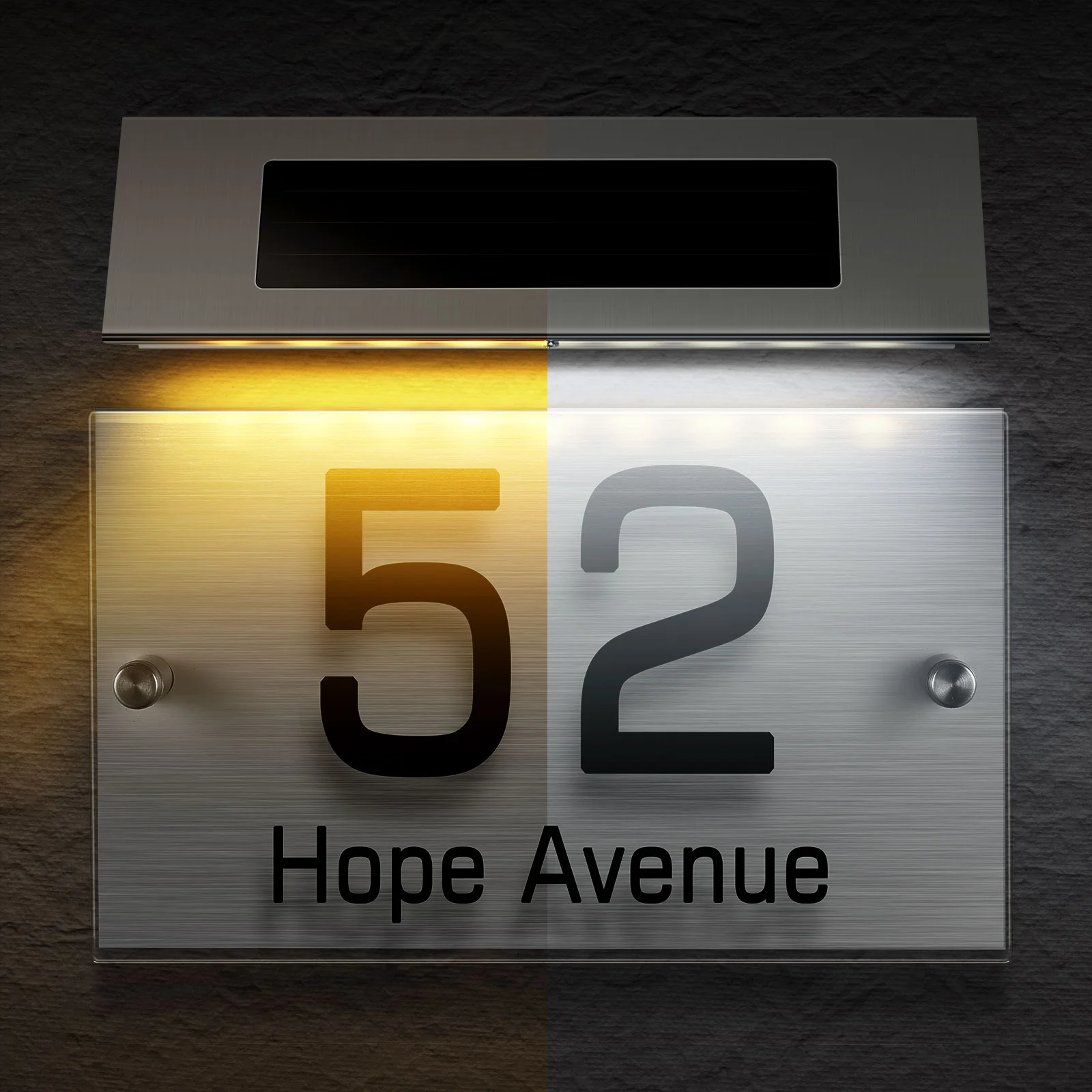 

Personalized Solar Modern Door Plaque House Number Address Light Numbers for outside Lights