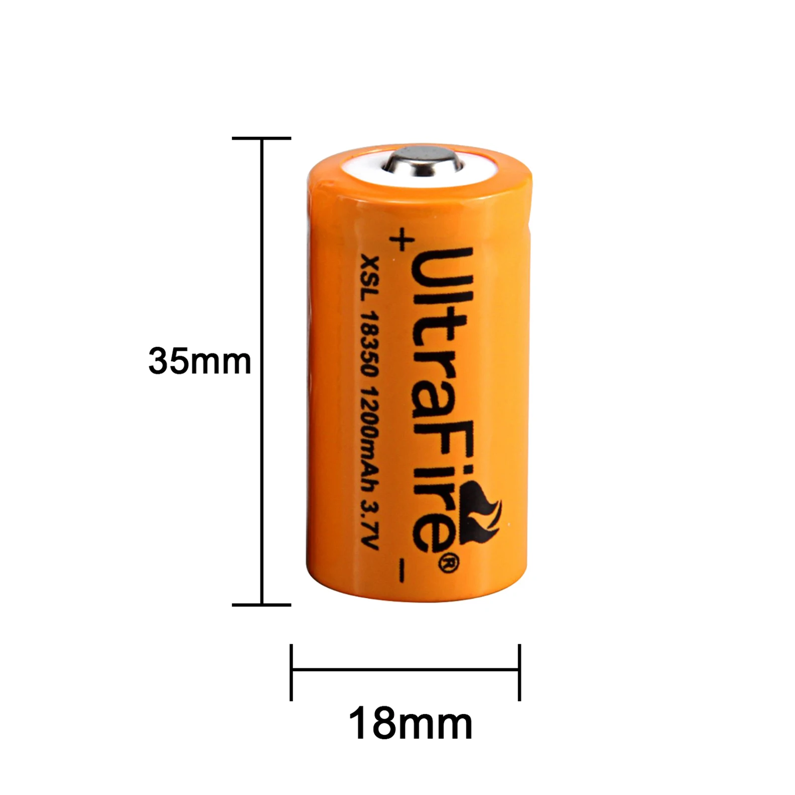 UltraFire 18350 1200mAh Rechargeable Li-Ion 3.7V Button Cell Battery for Portable Flashlight Toys and Other Devices with Charger