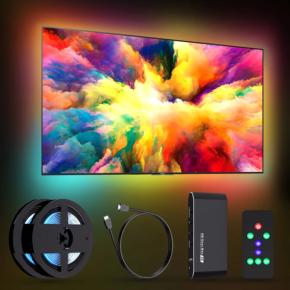 Inteligentne podświetlenie Led telewizora Ambient dla 4K Hdmi synchronizacja Doos Led Strip Verlichting Kit głos Wifi Google assistant Controle