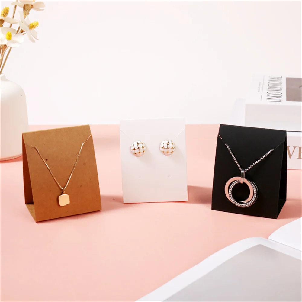 10pcs Necklace Earring Holder Cards Stand Cardboard for Jewelry Display Shop Selling Packaging Organizer Small Business Supplies