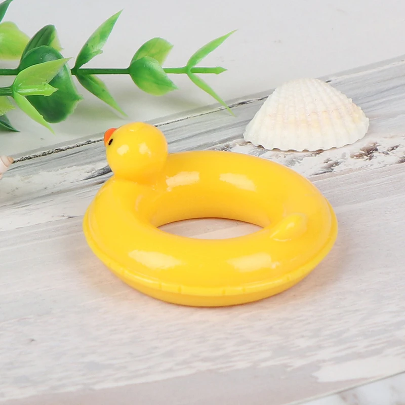 Anillo de natación de pato amarillo en miniatura, Decoración de casa de muñecas, 1:6, 1:12