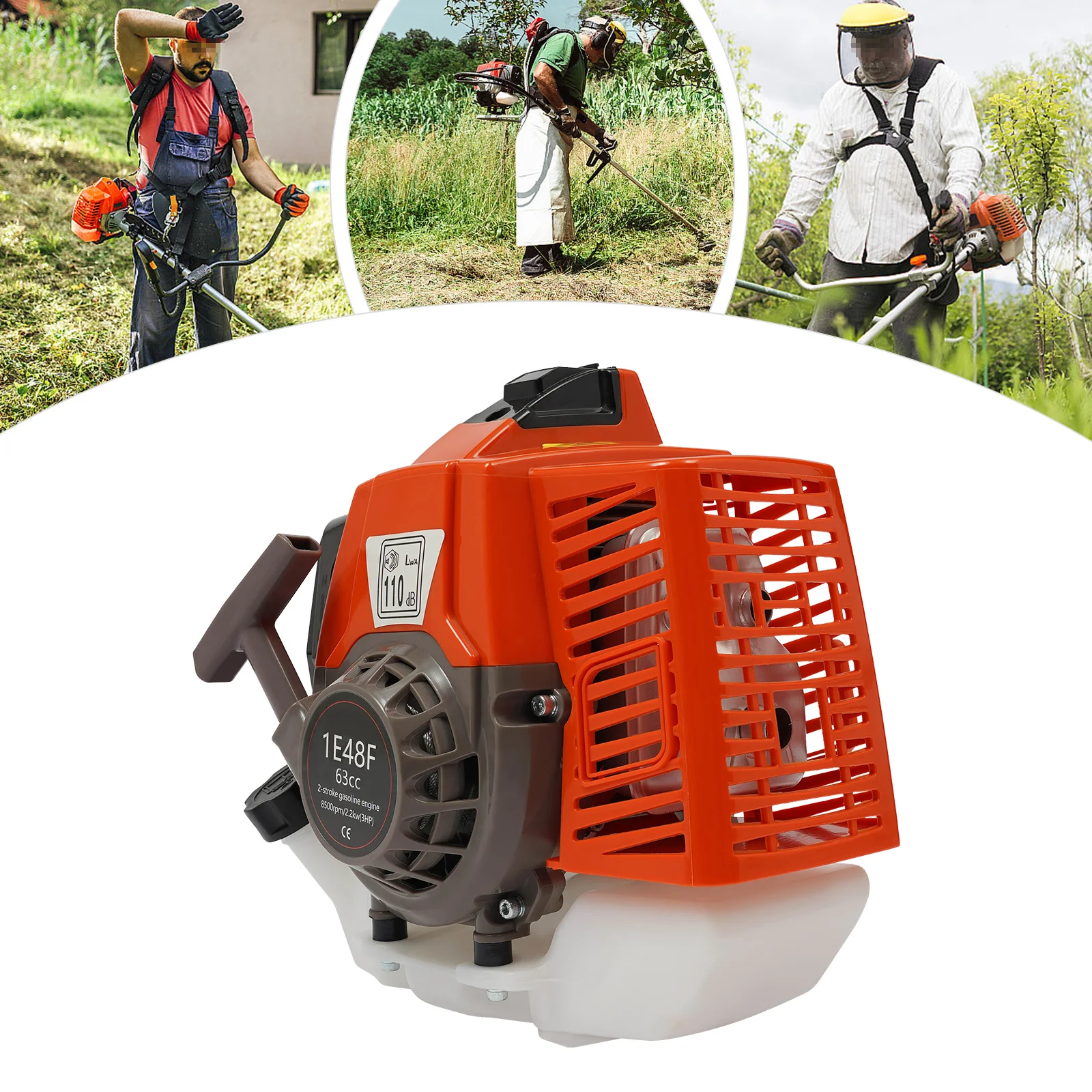 63CC 2-Stroke Gasoline Engine for Residential or Commercial Lawn and Garden Equipment Weed Whackers Agricultural Equipment