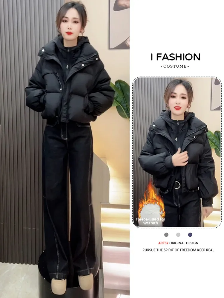 

Casual Versatile Thiened ort down Cotton Jaet Women's Faionable Winter Outerwear Loose Fit Comfortable Korean Sle