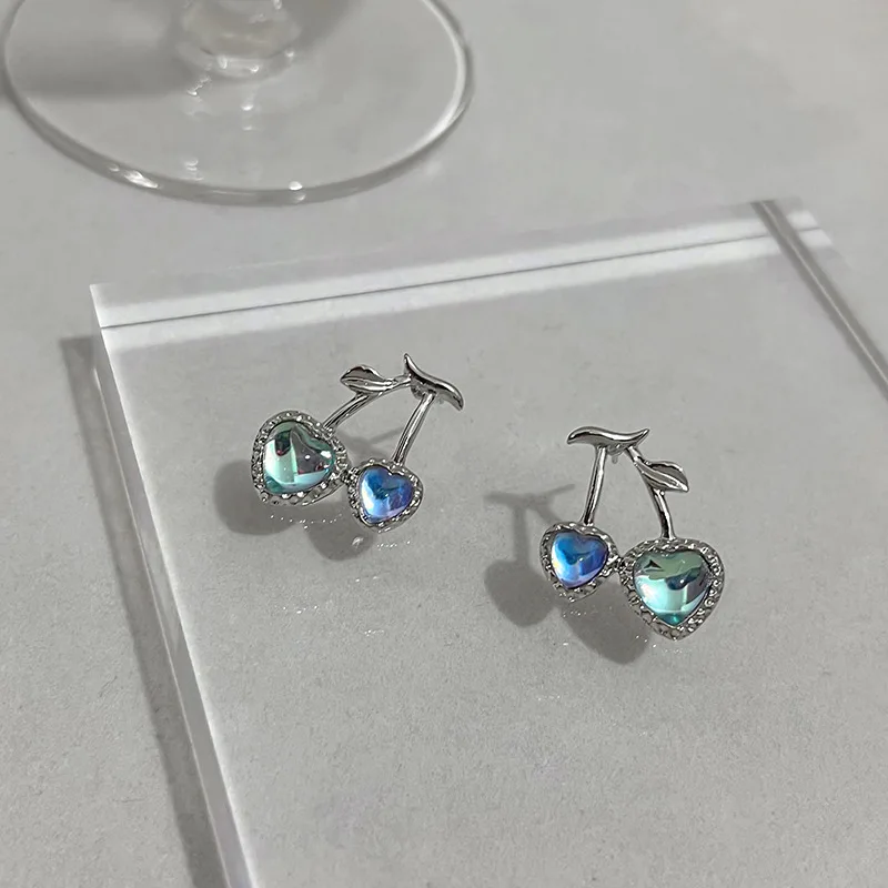 Fashion Original 925 Sterling Silver Colorful Crystal Cherry Shaped Earrings Temperament Earrings Jewelry For Women Wholesale