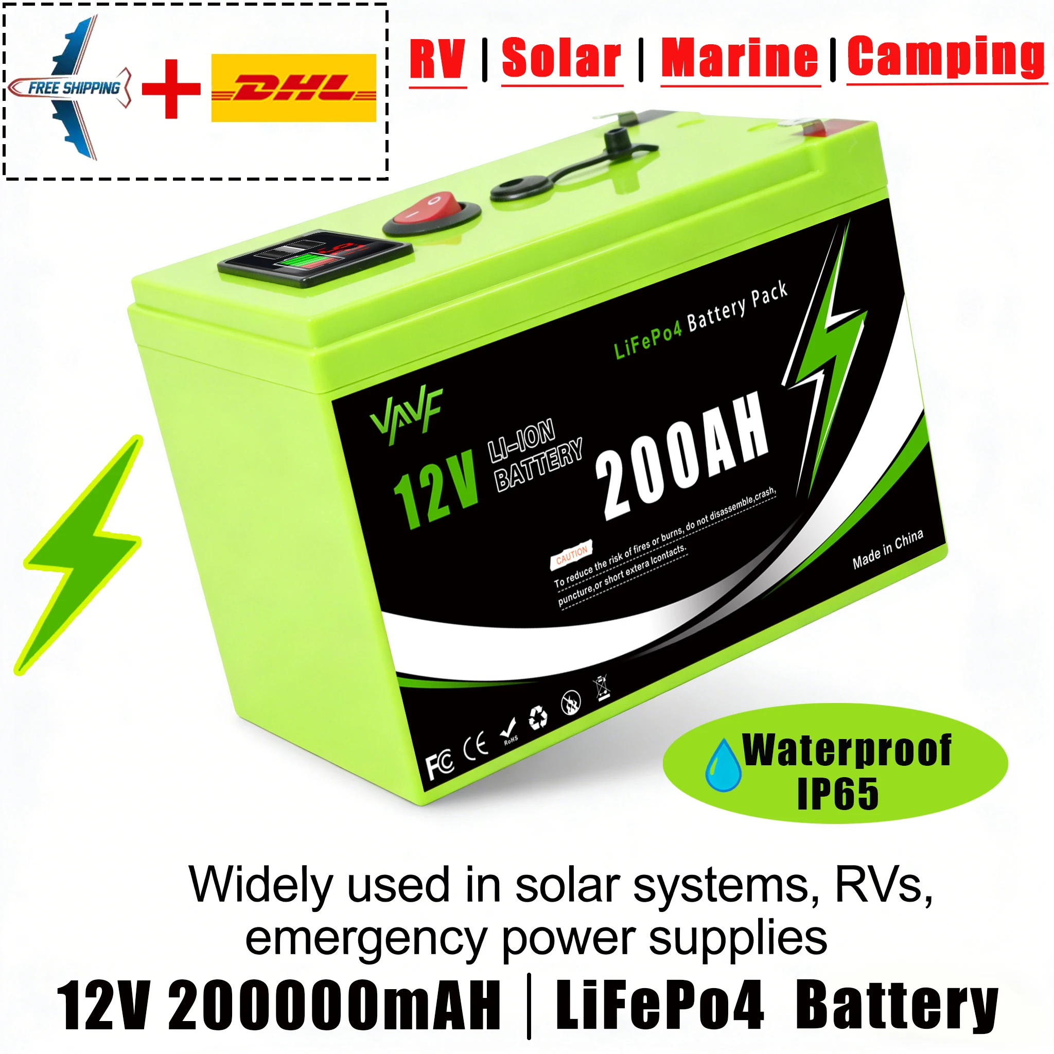 

Литиевая батарея сверхдолго срока действия 12 В 200 Ач LiFePO4Батарея с низкотемпературным отсеком, встроенная для солнечной батареи, кемпинга, мощности отключения сетки