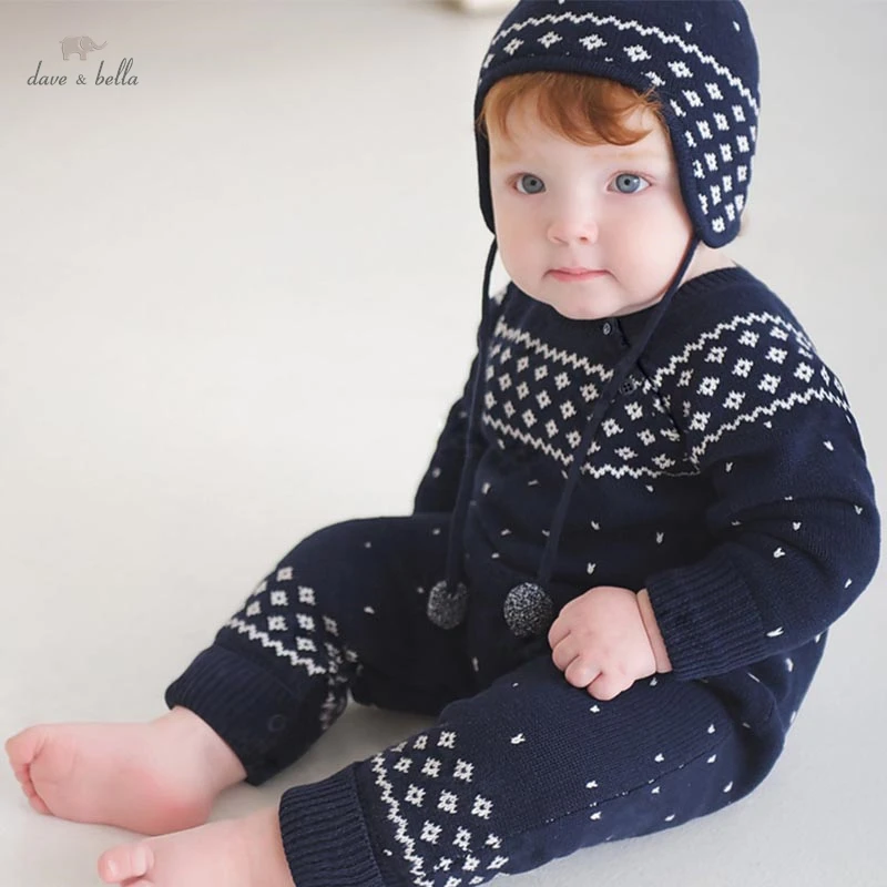 Dave Bella Newborn Baby Clothes Autumn Winter Long Sleeved Rompers Infant Baby Boys Girls Jumpsuit DB4223395