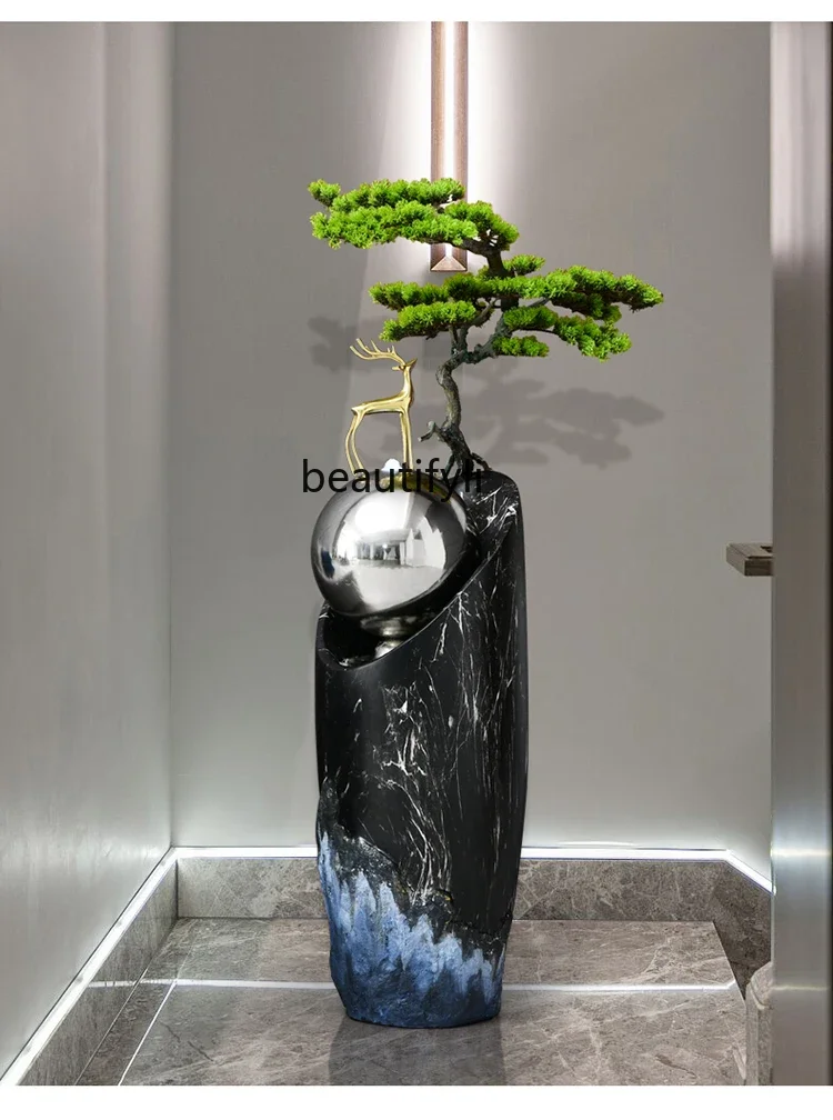 New Chinese Style Metal Beads Artificial Greeting Pine Flowing Water Ornaments Living Room Hallway Ornaments Landing