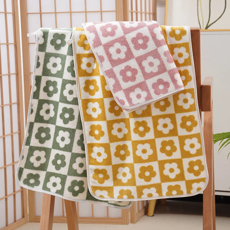 35x75 cm Motivo floreale Velluto corallo Assorbente Asciugamano per il viso ad asciugatura rapida Morbido Asciugamani per il viso per adulti Asciugamano da bagno in microfibra