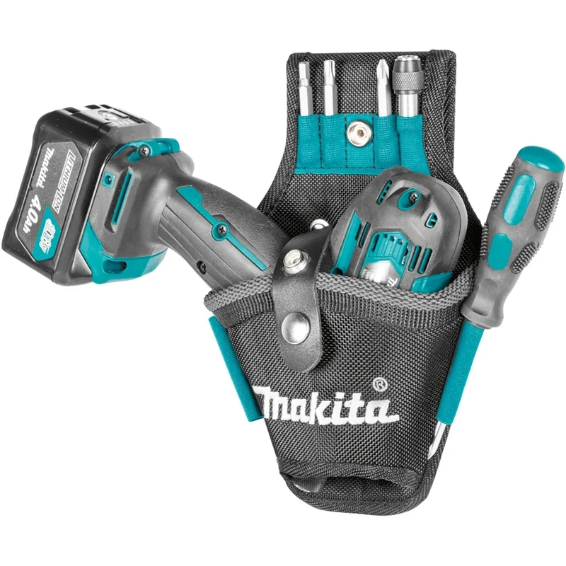 Makita E-15176 Impact Driver Holster Universal L/R Handed Leather Drill Bit Bracket Elastic Ring Electrical Bag