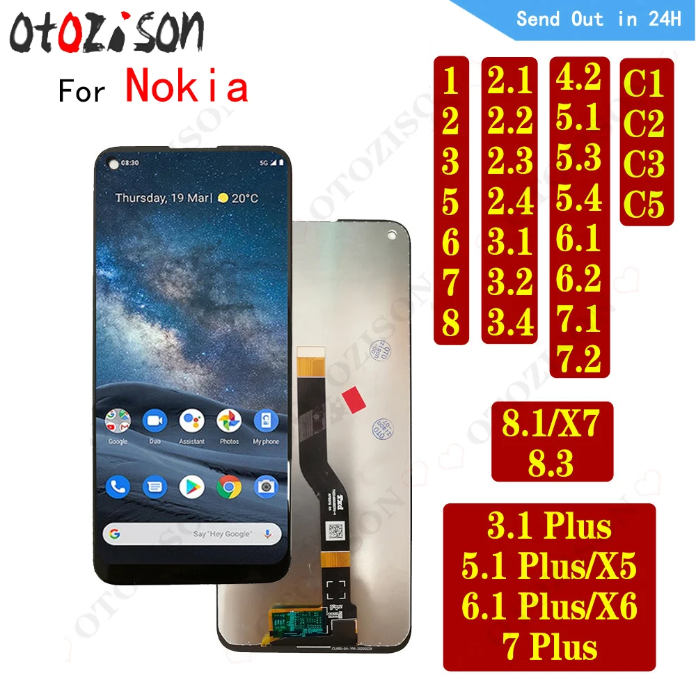 Ecrã LCD para nokia, conjunto digitalizador táctil, para 2.2 2.3 2.4 3.2 4.2 6.1 6 2018 7 plus 5.1 5.4 8 8.1 8.3x5x6x7 c1 c2 c20