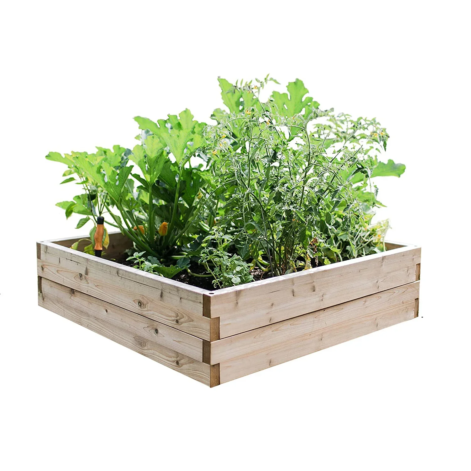 Wooden Raised Garden Bed Planter, No-Bolt Assembly Elevated Flower Bed Boxes Kit For Vegetable Flower Herb Gardening, Natural