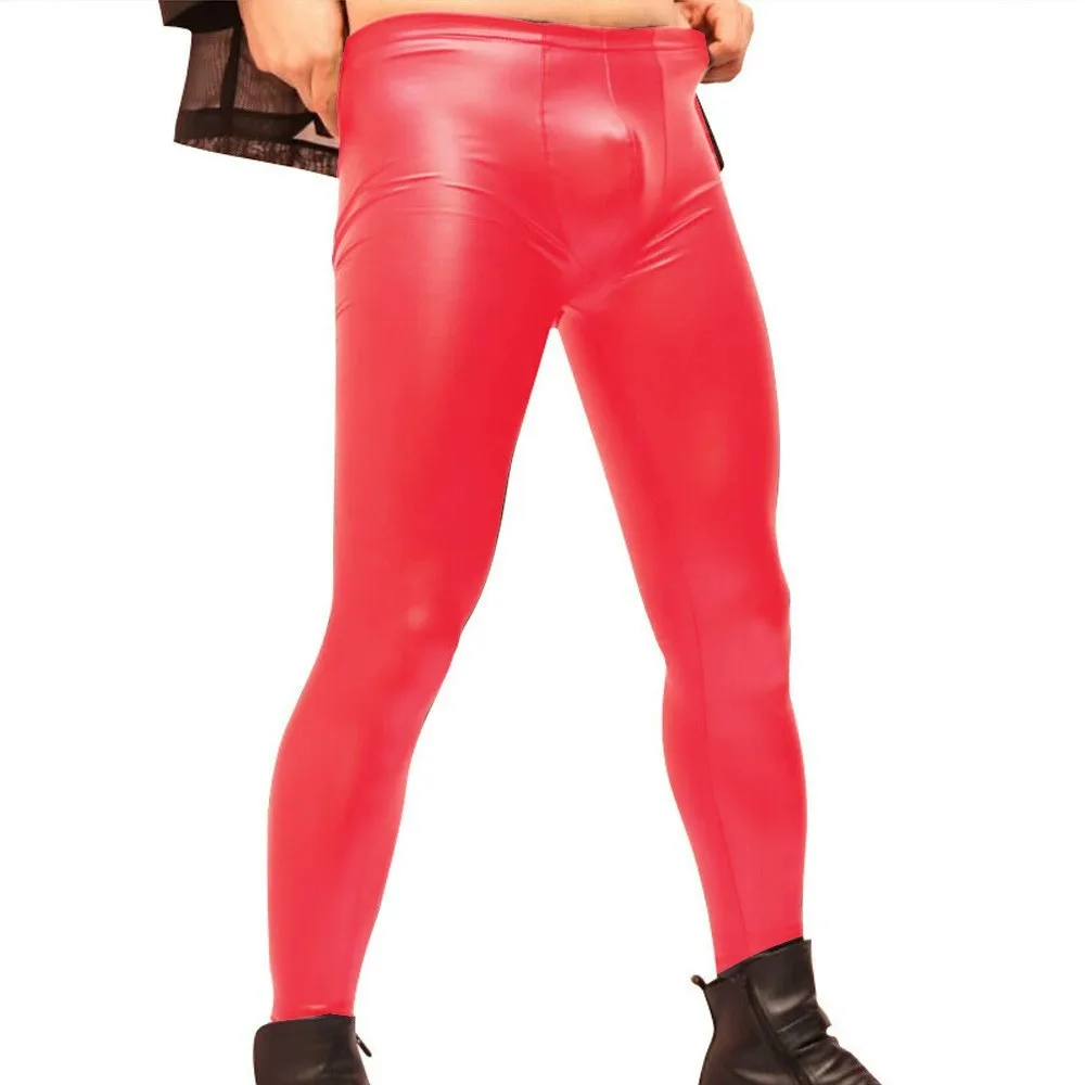 

Сексуальные мужские узкие брюки-карандаш из искусственной кожи, одежда для езды на мотоцикле, танцевальная одежда, выпуклые облегающие водонепроницаемые повседневные модные леггинсы