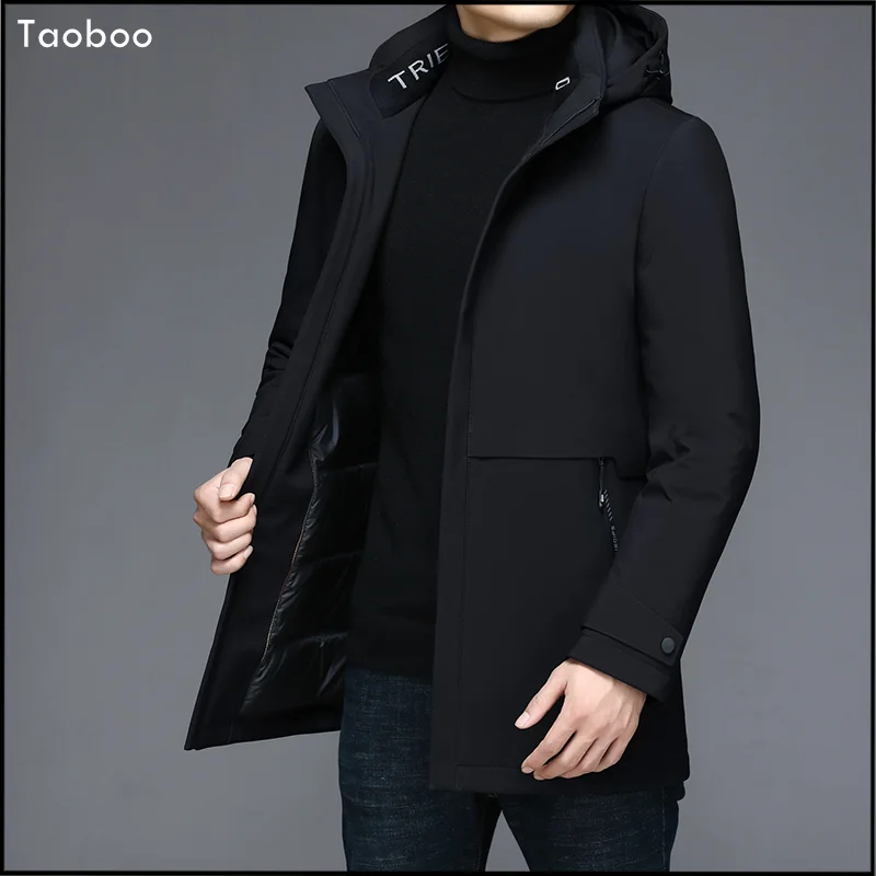 2022 Top Quality Thicken Fashion Winter Men's coat Classic Hooded Windbreaker Jackets Business Casual Men' Clothing Outerwear