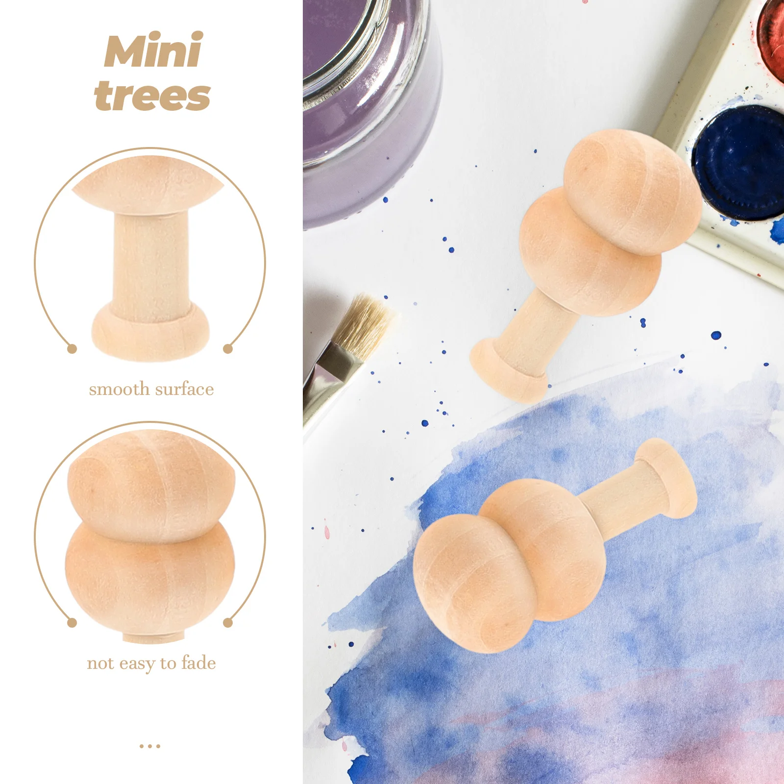 

20pcs Unfinished Wooden Mini Trees DIY Crafts for Painting Decoration Christmas Party Home Graffiti naments Material Smooth