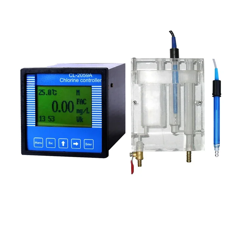 Cl-2059A Economic Model Flow Cell Installation and Relays Control High  Low Concentration Online Residual Chlorine Meter