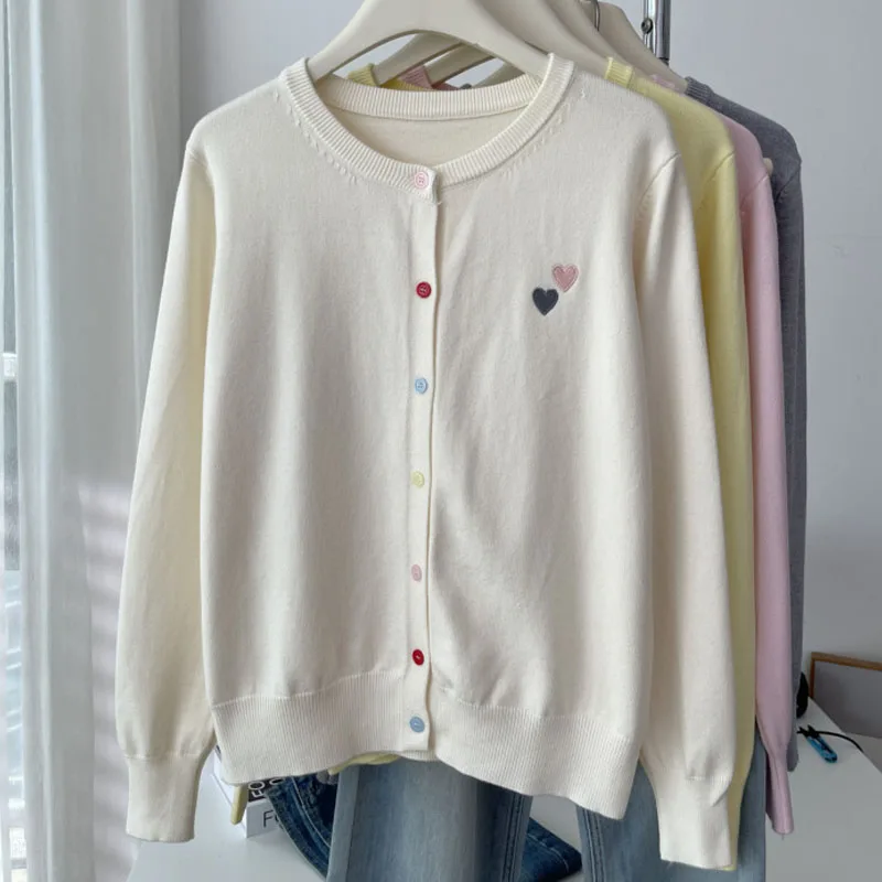 Sueter Feminino, suéteres de moda, suéter tejido blanco con cuello redondo, cárdigans para mujer, suéter de punto de manga larga, cárdigan, Tops para mujer Q1088